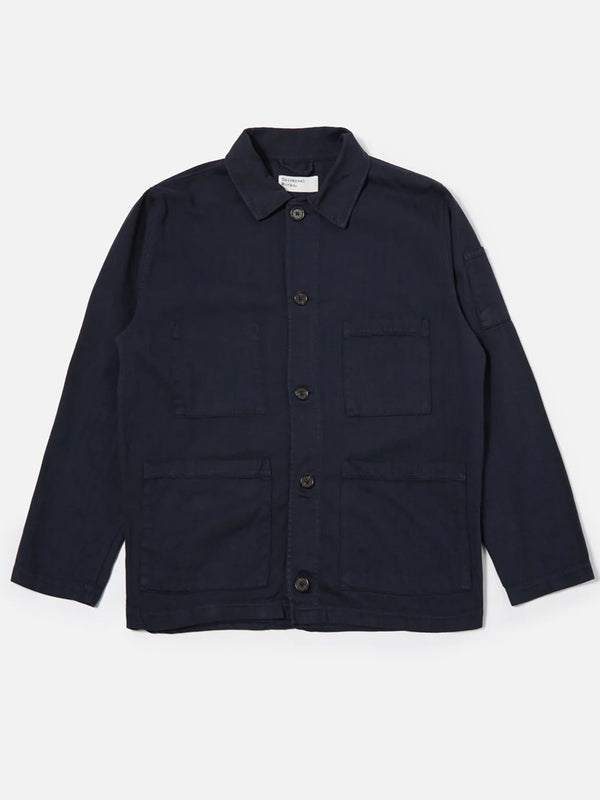 Universal Works Coverall Jacket in Navy Herringbone