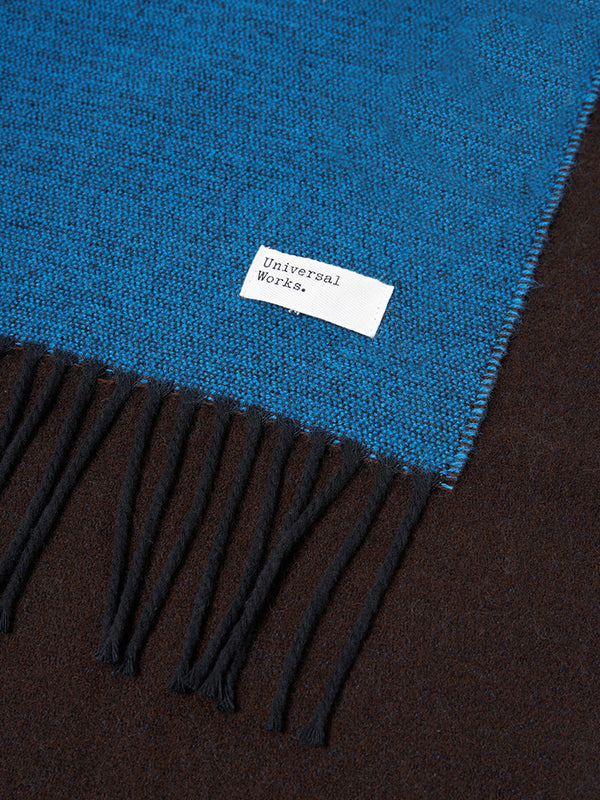 Universal Works Double Sided Scarf in Blue Brown