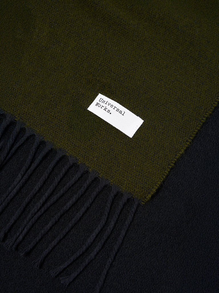 Universal Works Double Sided Scarf in Green Black