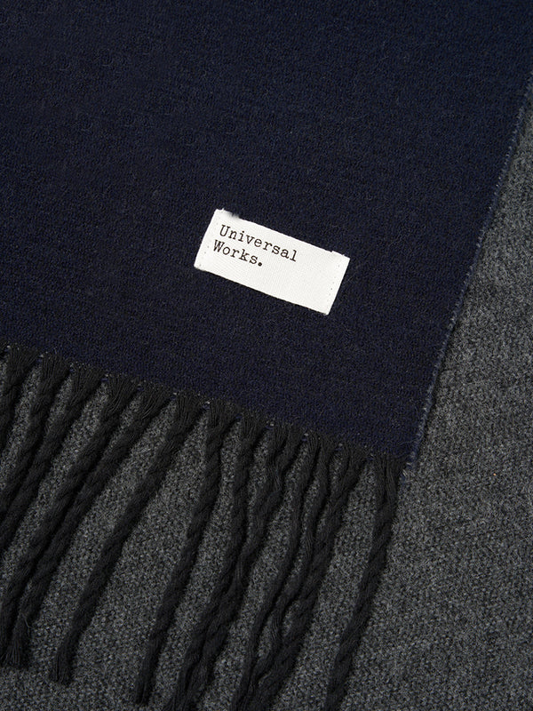 Universal Works Double Sided Scarf in Navy Grey