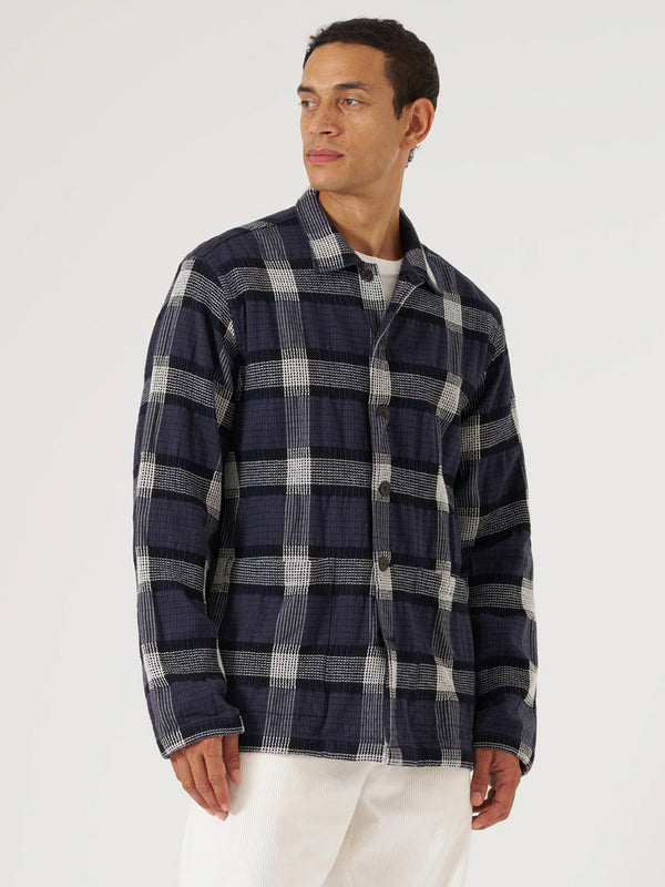 Universal Works Easy Overshirt in Polka Check Charcoal
