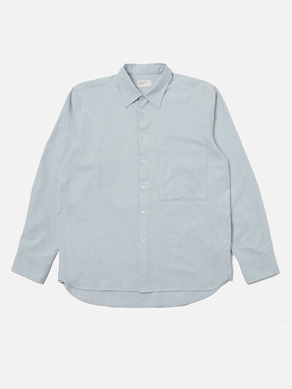 Universal Works Flannel Square Pocket Shirt in Blue