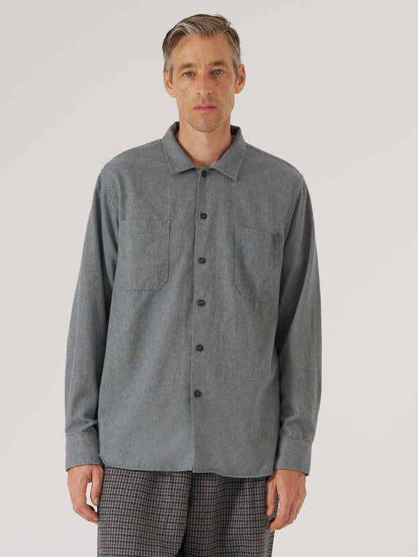 Universal Works Flannel Work Shirt in Navy