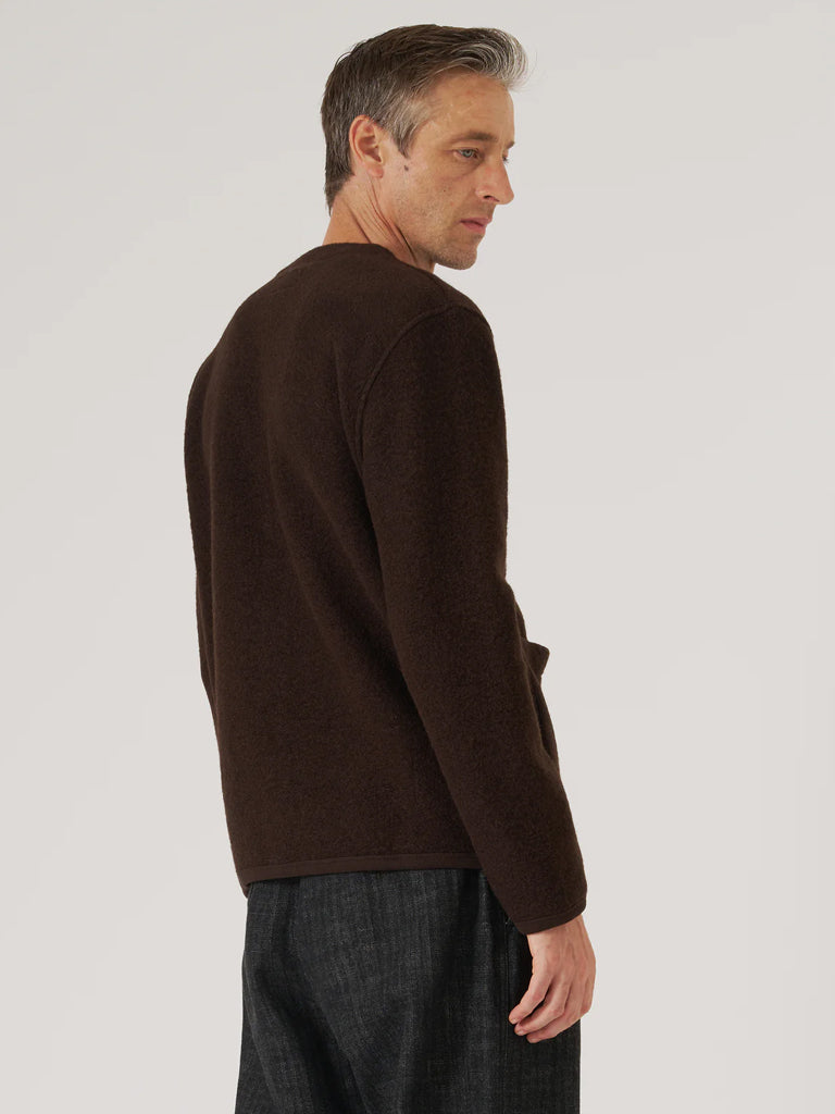 Universal Works Fleece Cardigan in Brown