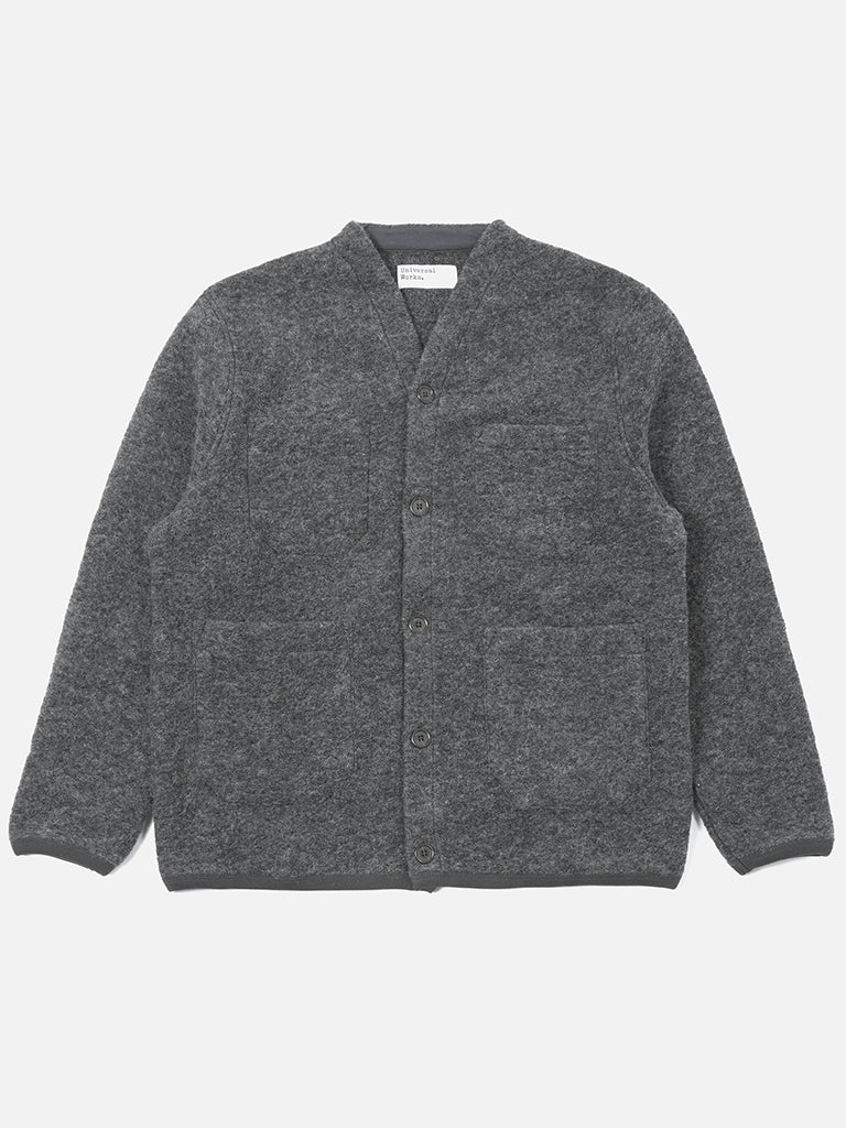 Universal Works Fleece Cardigan in Grey