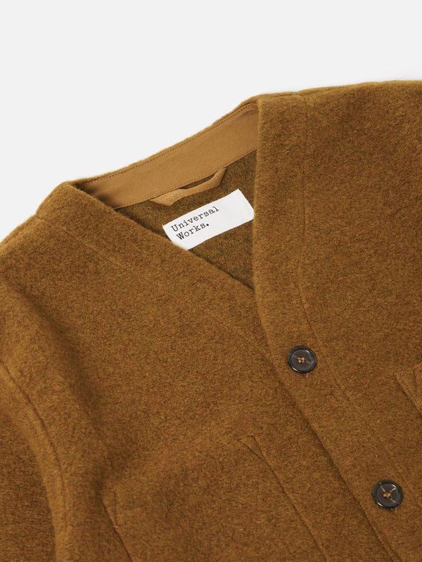 Universal Works Fleece Cardigan in Mustard