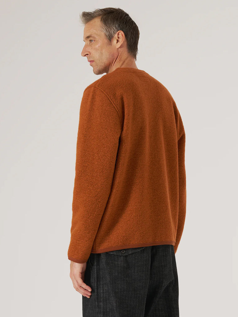 Universal Works Fleece Cardigan in Rust