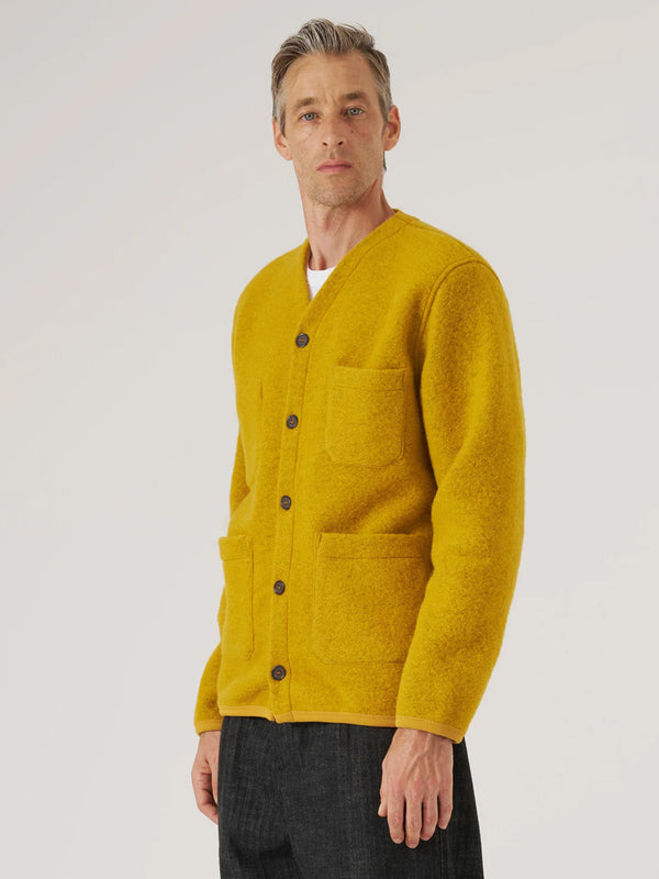 Universal Works Fleece Cardigan in Yellow