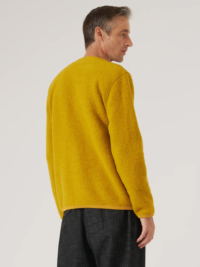 Universal Works Fleece Cardigan in Yellow