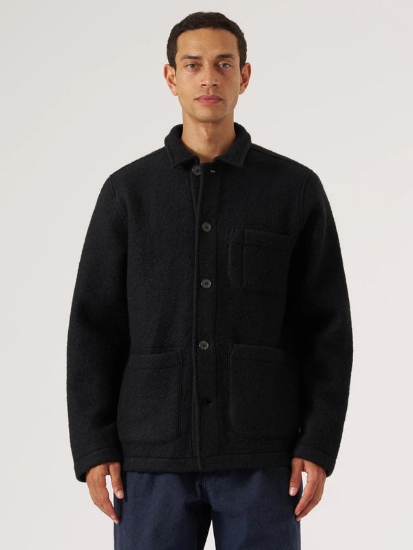 Universal Works Fleece Field Jacket in Black