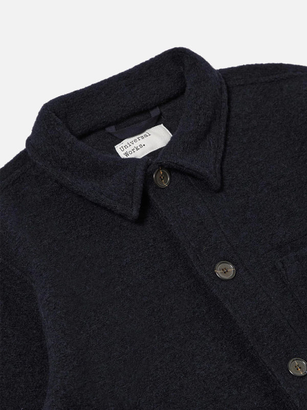 Universal Works Fleece Field Jacket in Navy