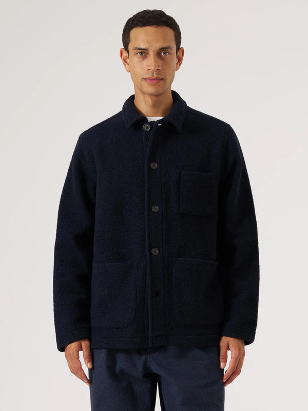 Universal Works Fleece Field Jacket in Navy