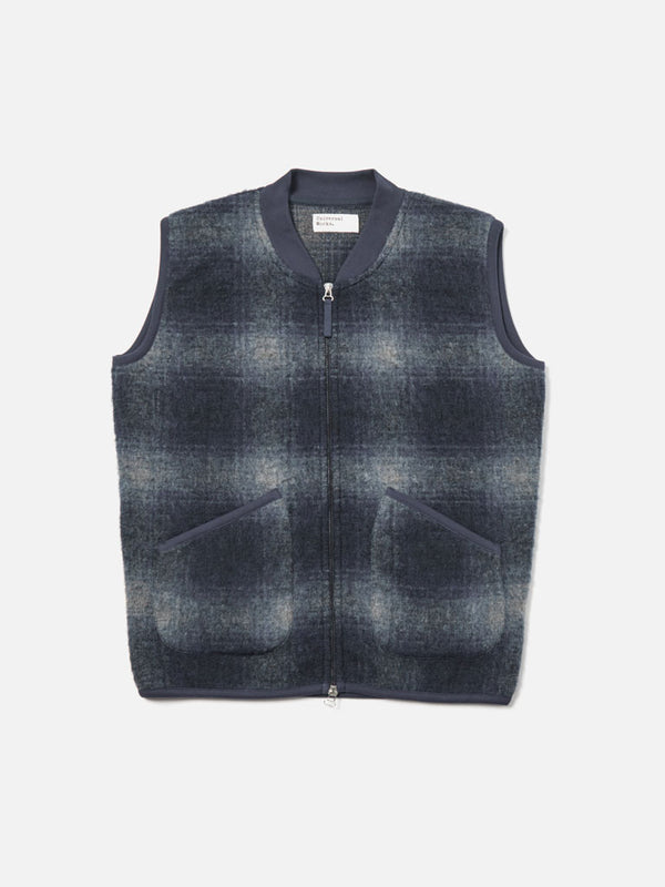 Universal Works Fresco Fleece Waistcoat in Navy Grey