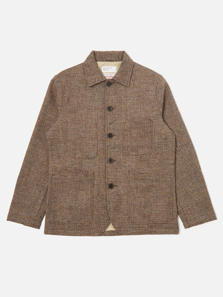 Universal Works Harris Tweed Bakers Jacket in Brown