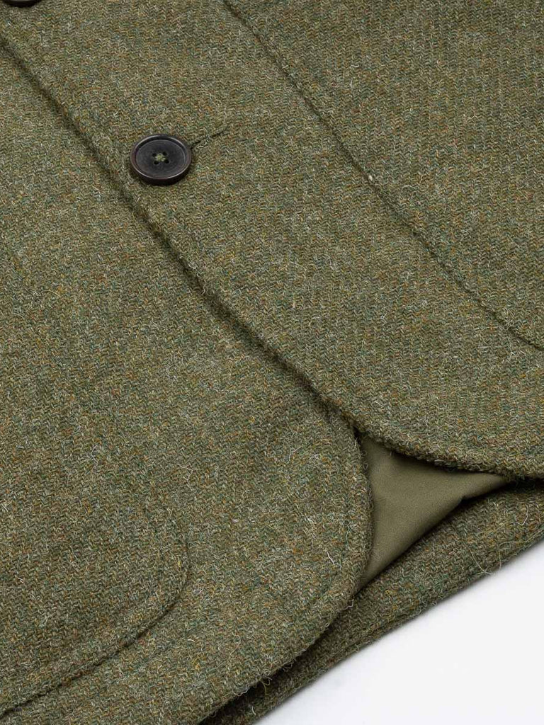 Universal Works Harris Tweed Bakers Jacket in Green