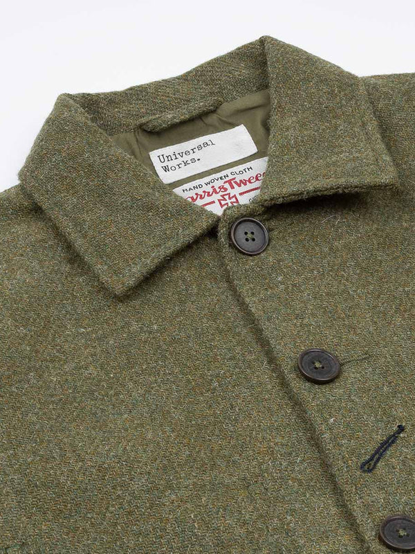 Universal Works Harris Tweed Bakers Jacket in Green