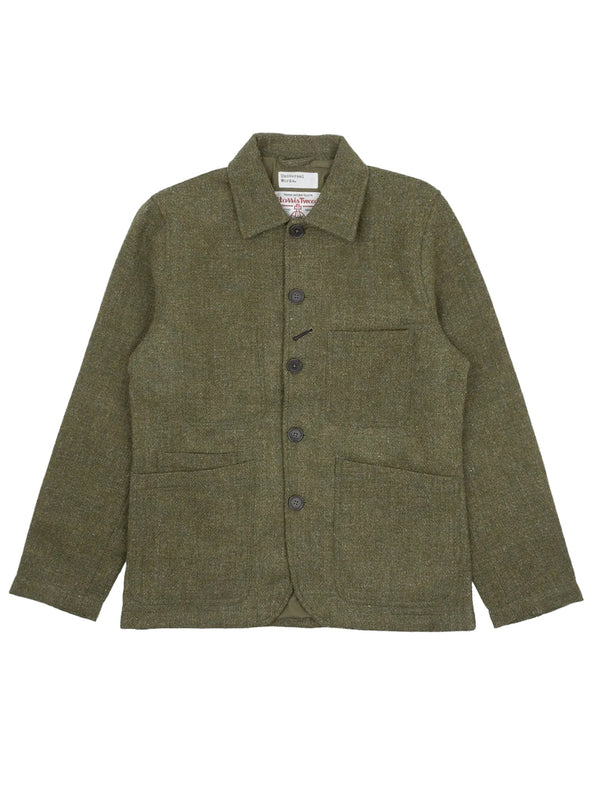 Universal Works Harris Tweed Bakers Jacket in Green