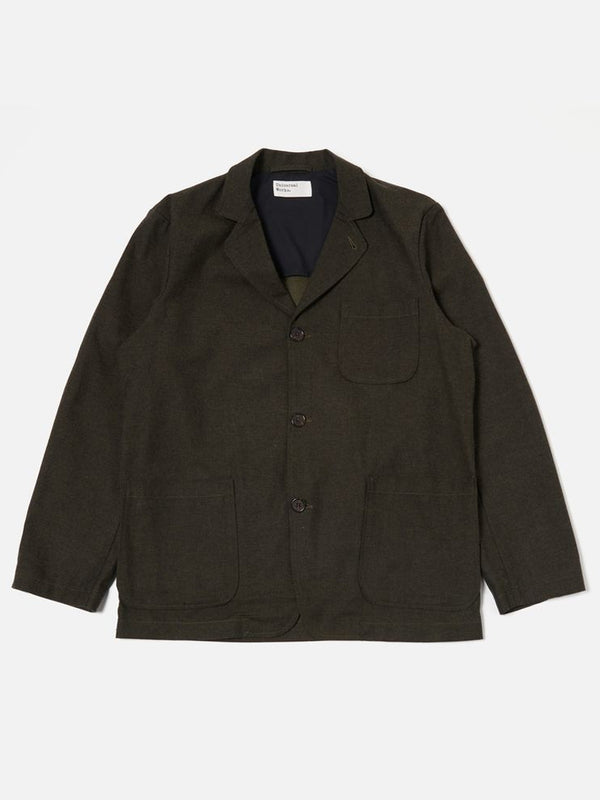 Universal Works Three Button Jacket in Lucca Olive