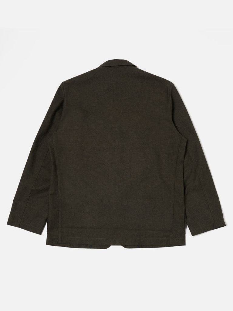 Universal Works Three Button Jacket in Lucca Olive