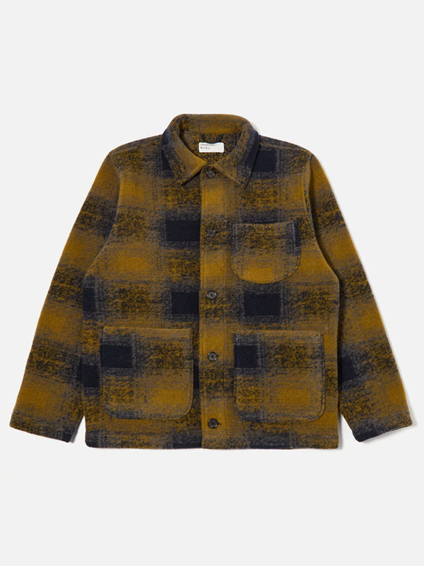 Universal Works Melton Field Jacket in Navy Check