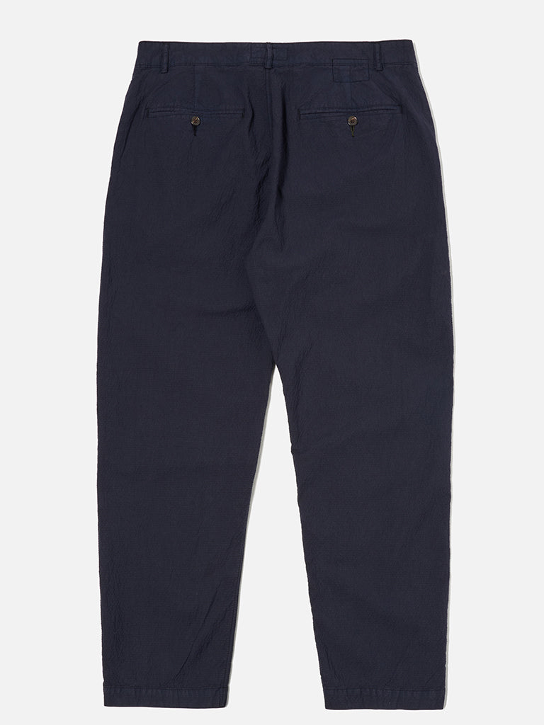 Universal Works Military Chino in Navy Seersucker