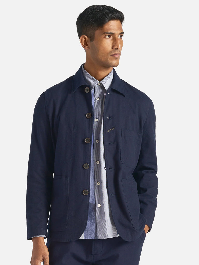 Universal Works Moleskin Bakers Jacket in Navy