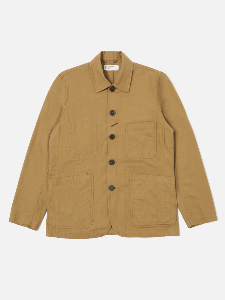 Universal Works Moleskin Bakers Jacket in Sand Maze