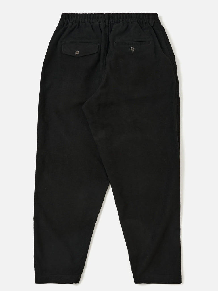 Universal Works Pleated Track Pant in Black Moleskin