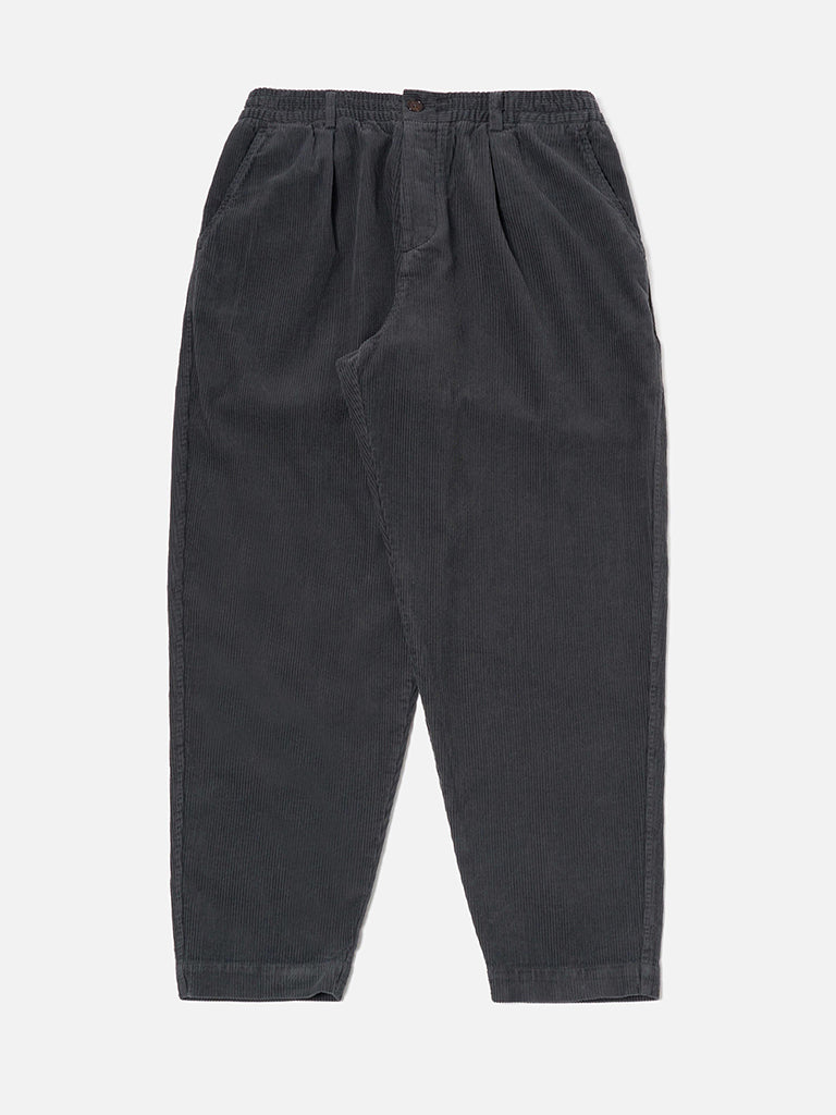 Universal Works Pleated Track Pant in Cord Charcoal