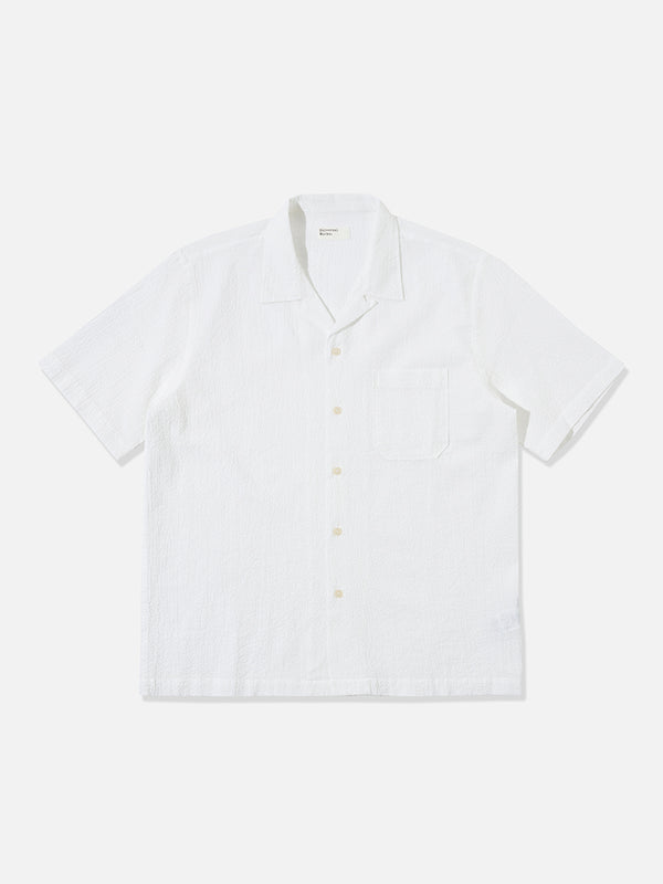 Universal Works Road Shirt in White Seersucker