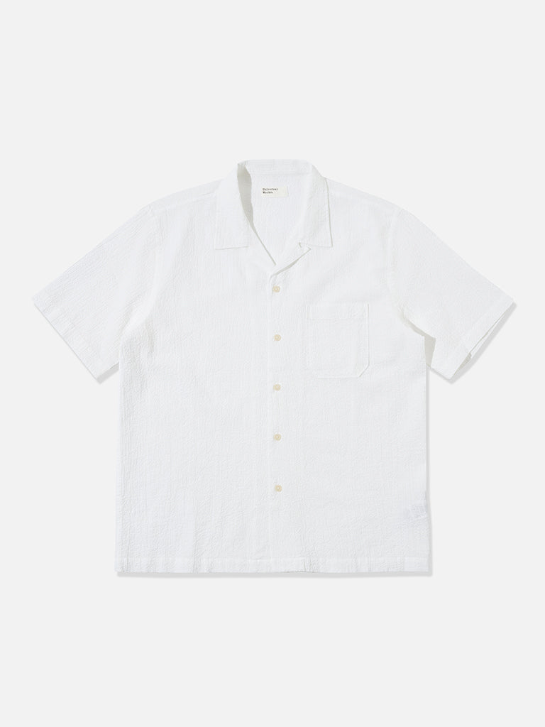 Universal Works Road Shirt in White Seersucker