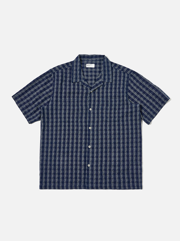 Universal Works Sal Road Shirt in Check Indigo