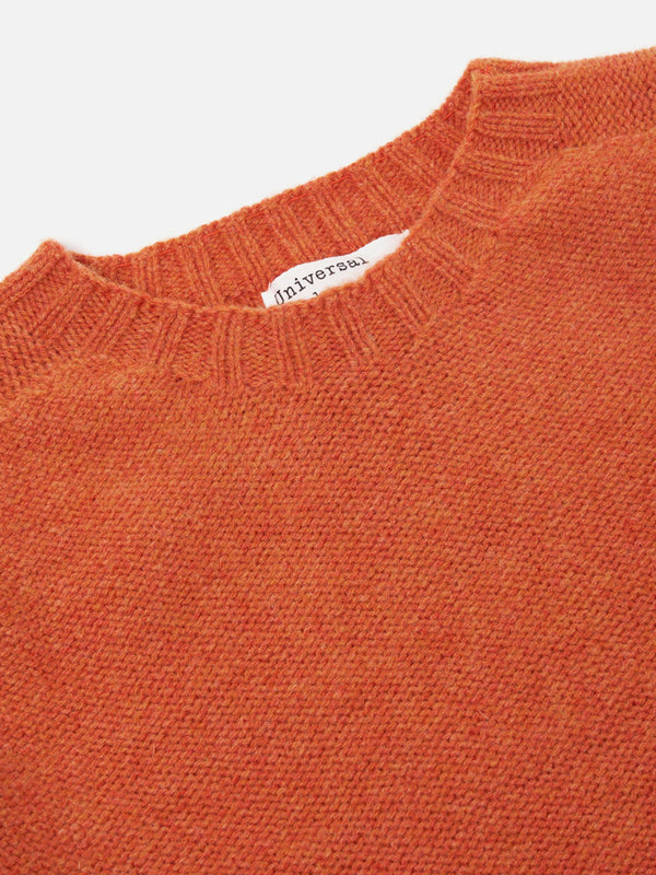 Universal Works Seamless Crew Knit Sweater in Burnt Orange