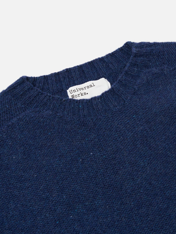 Universal Works Seamless Crew Knit Sweater in Indigo