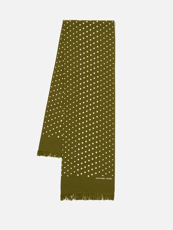 Universal Works Short Dot Print Scarf in Green