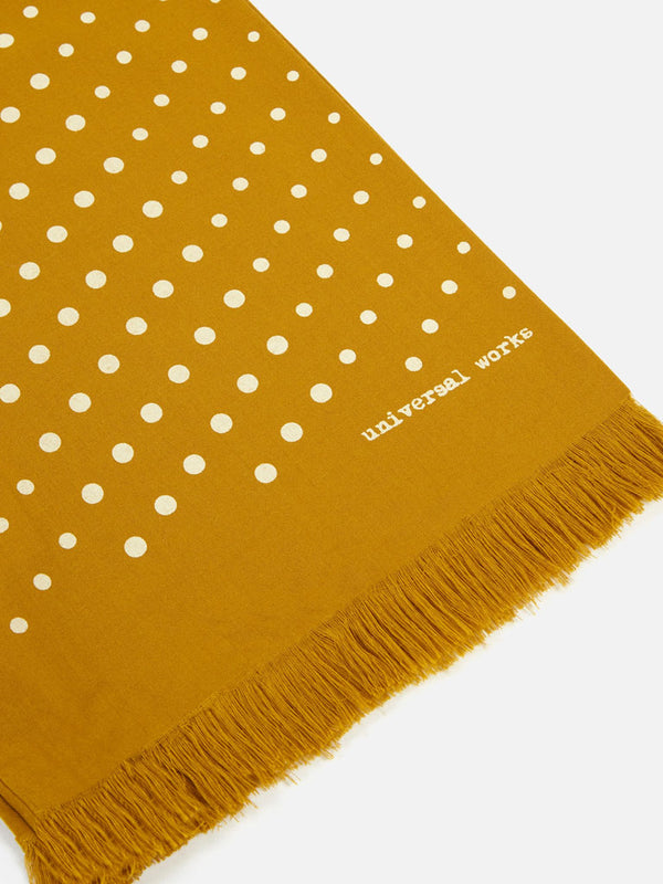 Universal Works Short Dot Print Scarf in Mustard