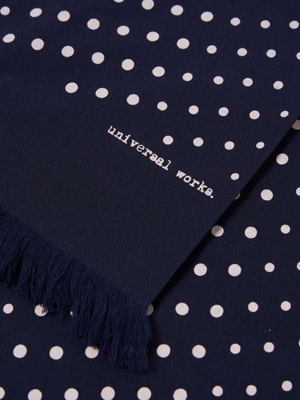 Universal Works Short Dot Print Scarf in Navy