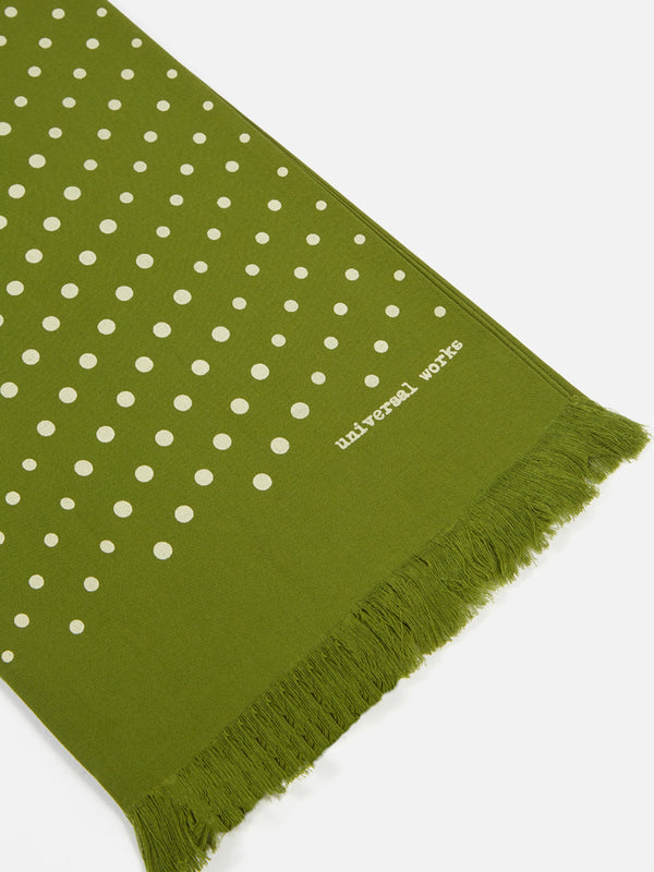 Universal Works Short Scarf in Dot Print Green