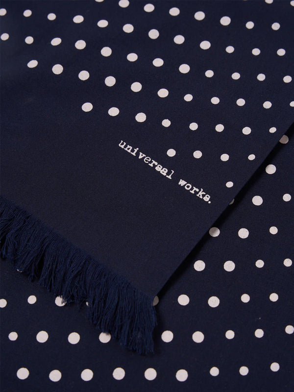 Universal Works Short Scarf in Navy Dot