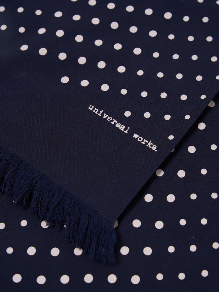 Universal Works Short Scarf in Navy Dot