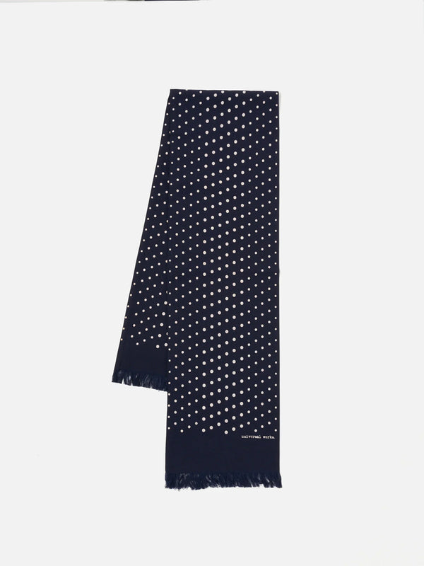 Universal Works Short Scarf in Navy Dot
