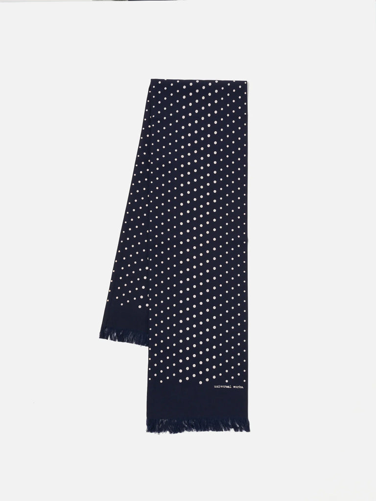 Universal Works Short Scarf in Navy Dot
