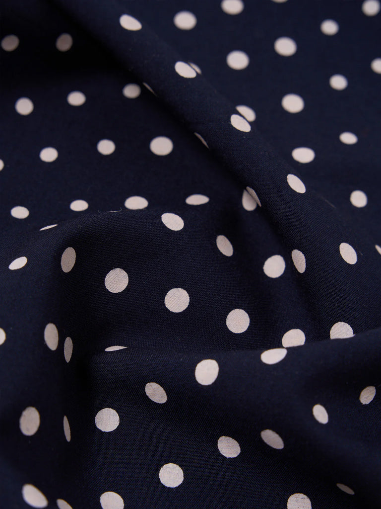 Universal Works Short Scarf in Navy Dot