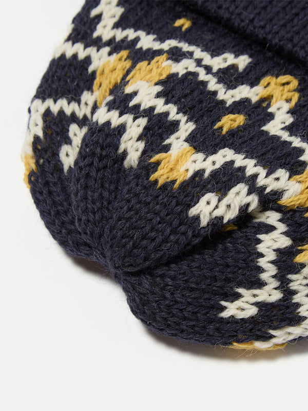 Universal Works Short Watch Cap in Navy Ecru