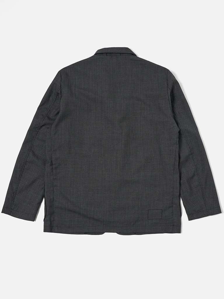 Universal Works Three Button Jacket in Black Mini Check