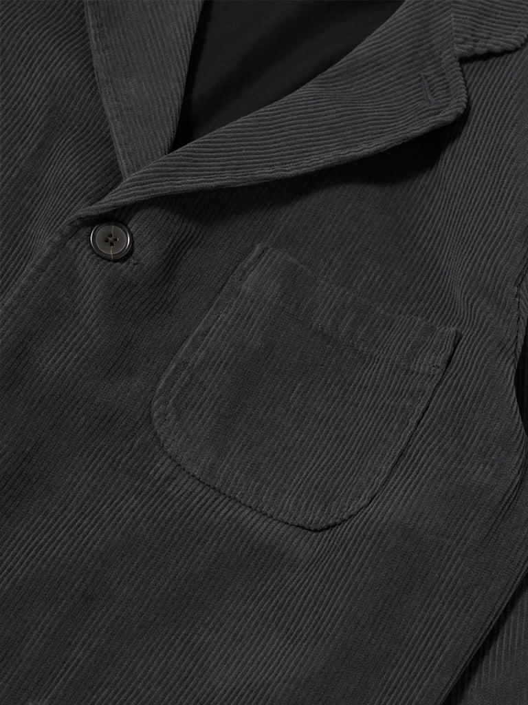 Universal Works Three Button Jacket in Cord Charcoal
