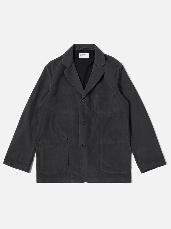 Universal Works Three Button Jacket in Cord Charcoal