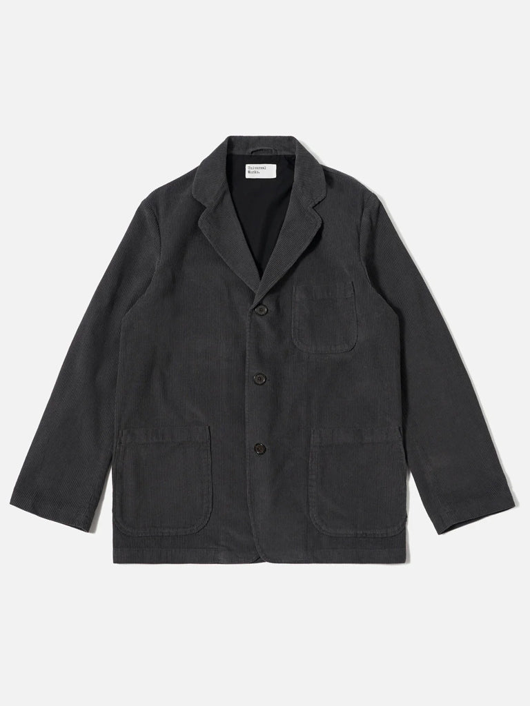 Universal Works Three Button Jacket in Cord Charcoal