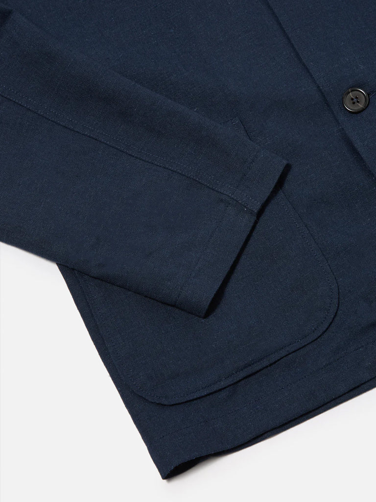 Universal Works Three Button Jacket in Lucca Navy