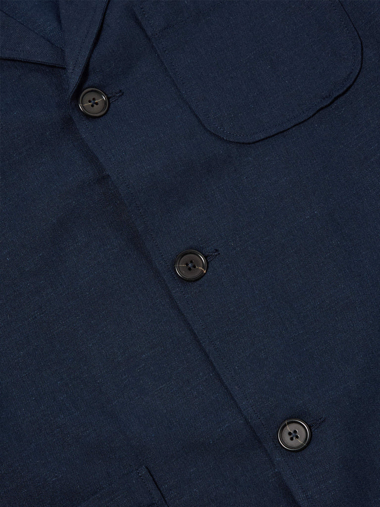 Universal Works Three Button Jacket in Lucca Navy